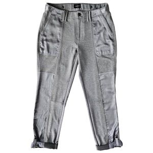 WHBM WKND Knit Satin-Trim Straight Crop Jeans Heather Mercury